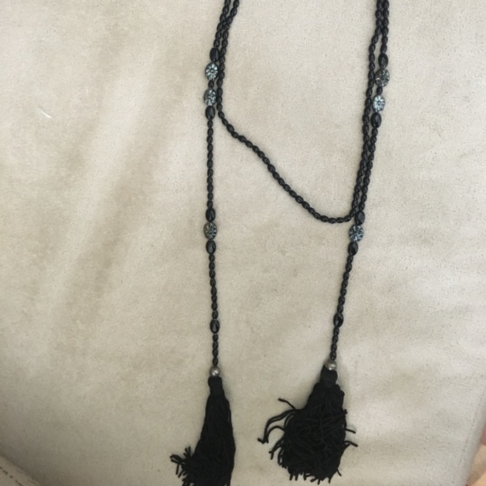 LONG Black Necklace with BEAUTIFUL Tassles